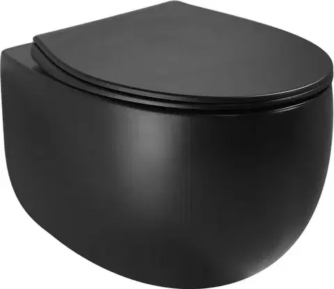 Záchody MEXEN - Egg Závesná WC misa vrátane sedátka s slow-slim, Duroplastu, čierny mat 30245070