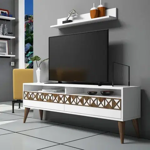 Obývacie steny TV skrinka / Obývacia stena Line - White