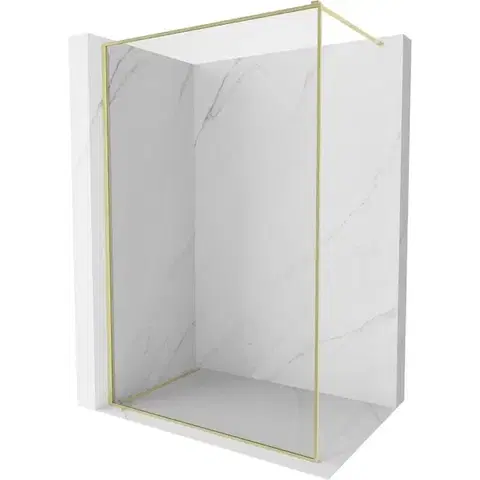 Sprchové dvere MEXEN/S - Kyoto-XF Sprchová zástena WALK-IN s rámom 50 x 202, transparent 10 mm, zlato kefovaná 800-050-104-55-00-X