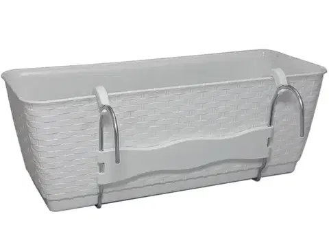 Kvetináče a truhlíky NABBI DRL400PW plastový balkónový kvetináč 38,6 cm biela