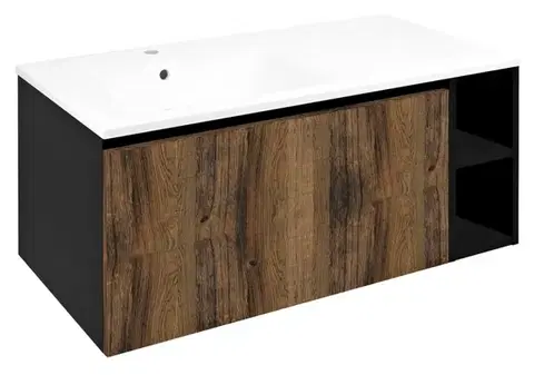 Kúpeľňový nábytok SAPHO - LOREA skrinka 100x46x51,5cm (80+20cm), ľavá, dub collingwood/čierna matná LE080-1935-L-03