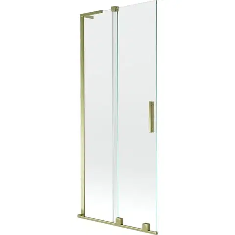 Sprchové dvere MEXEN/S - Velar L dvojkrídlová posuvná vaňová zástena 85 x 150, transparent, zlatá 896-085-003-01-50