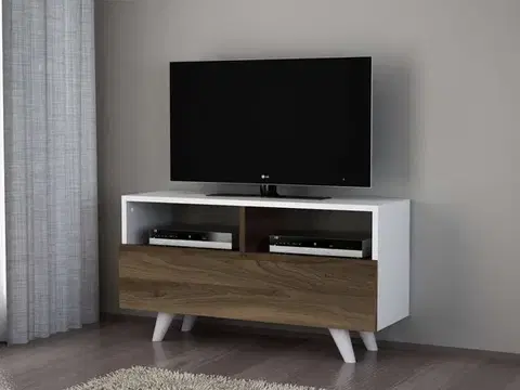 TV stolíky NOVEL K3 televízny stolík na nožičkách, biela/orech