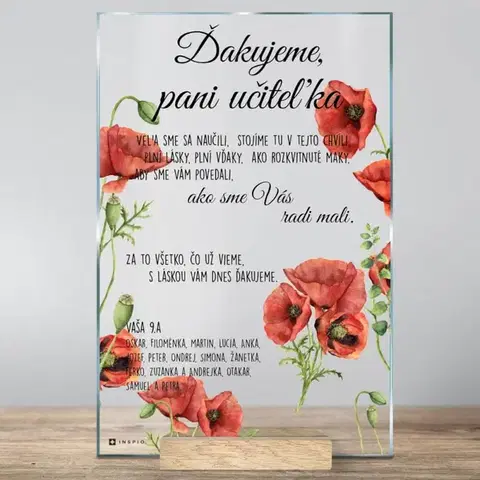Tabuľky s venovaním (darčeky) Dar pre učiteľa a učiteľku ku koncu školského roka ako poďakovanie