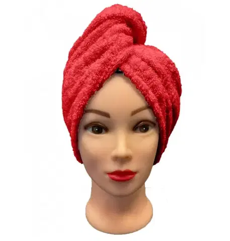 Uteráky Rýchloschnúci froté Turban na vlasy červený TiaHome