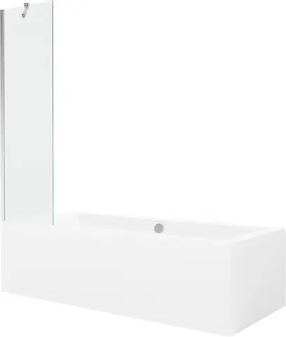 Sprchové dvere MEXEN/S - Cube obdĺžniková vaňa 180 x 80 cm s panelom + vaňová zástena 50, transparent, chróm 550518080X9505000001