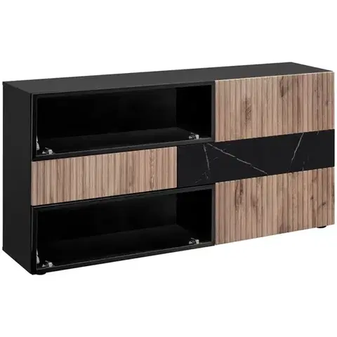 Komody do spálne Komoda Cannes Zmwdv Cs Sb Black/Viking/Marble Black