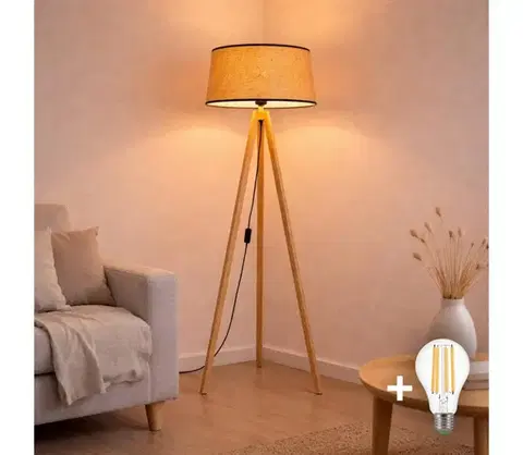Lampy BRILAGI - LED stojacia lampa CERIA 1xE27/60W/230V priemer 35 cm béžová EG781083+AS0463