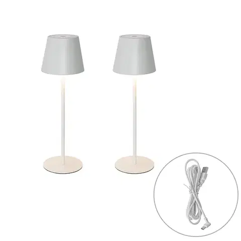 Lampy Sada 2 stolových lámp biela so stmievačom a nabíjateľná - Murdock