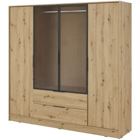 Šatníkové skrine Skriňa Kelly 4D RM artisan s LED