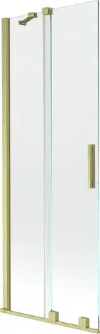 Sprchové dvere MEXEN/S - Velar Dvojkrídlová posuvná vaňová zástena 75 x 150, transparent, zlatá kartáčovaná 896-075-000-01-55