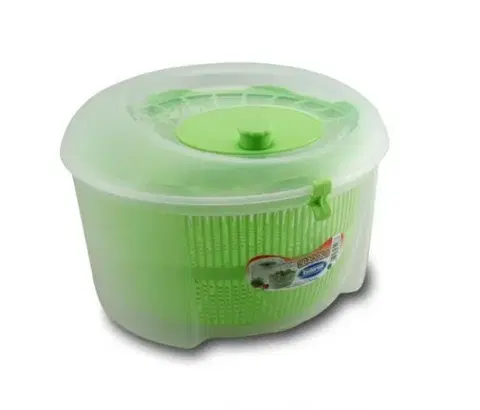 Cedníky Kinekus Odstredivka na šalát plastová, priemer 24x16cm, 4,5L, transparent, zelená "Rucola" TONTARELLI