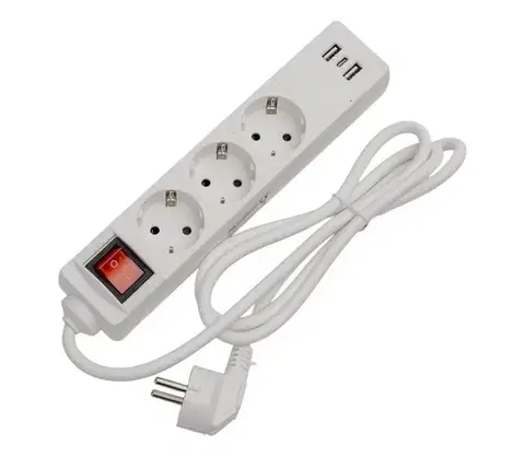 Predlžovacie káble  Predlžovací kábel s vypínačom 3Z+2xUSB-A+1xUSB-C 1,5m SCHUKO biela FL3G15WUSB