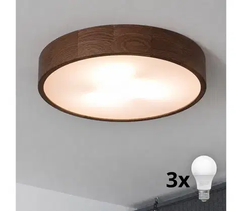 Svietidlá BRILAGI - LED Stropné svietidlo CARVALHO 3xE27/60W/230V dub orech pr. 47 cm 8590828607182