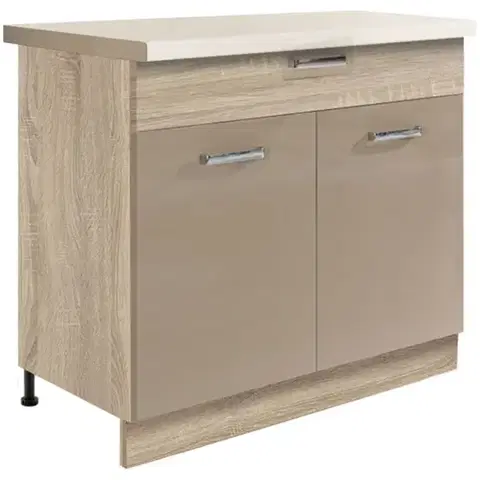 Kuchynské skrinky stojace Kuchynská skrinka Premio 7D sonoma/cappuccino lesk