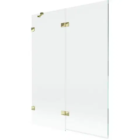 Sprchové dvere MEXEN/S - Lunar vaňová zástena 2-krídlová ľavá 130 x 150, transparent, zlatá 897-130-100-50-00-L