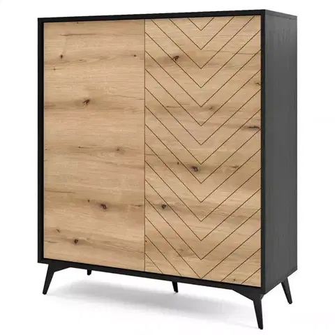 Komody do spálne Komoda Diamond KD104 dub evoke/čierna