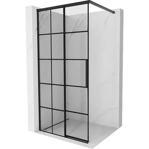 Sprchové dvere MEXEN/S - Rox Sprchová zástena WALK-IN ľavá 100 x 200, čierna kratka 8 mm, čierna 8C2-100-003-70-77-L