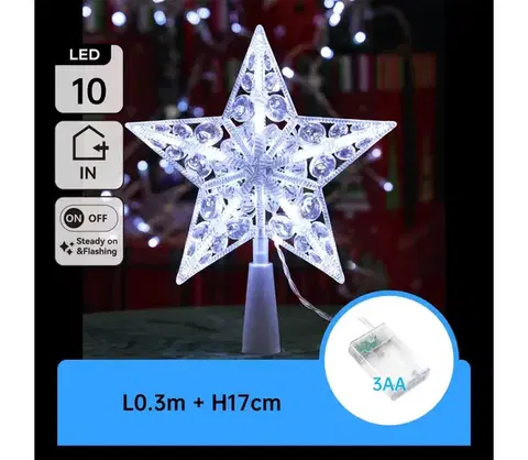 Vianočné dekorácie  B.V.  - LED Vianočná dekorácia 10xLED/3xAA studená biela hviezda B10303S6F