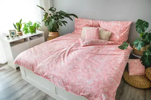 Obliečky 3 dielne obliečky bavlnené Pink Blossom 200x140cm+90x70cm TiaHome