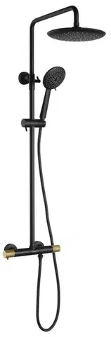 Sprchy a sprchové panely SAPHO - SOLARIS sprchový stĺp s termostatickou batériou, čierna/zlato mat WD139G