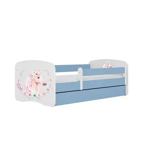 Postele pre dievčatá Detská Posteľ. Babydreams+Sz+M modrá 80x180 Kôň