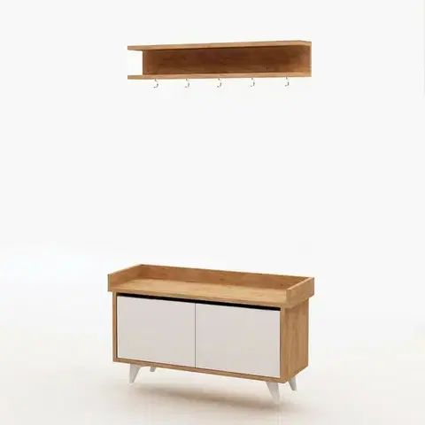 Nemý sluha Nástenný vešiak s botníkom Arasso Oak and White