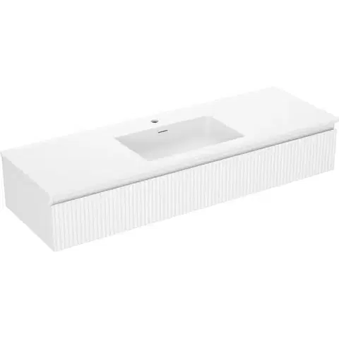 Kúpeľňový nábytok MEXEN/S - Rivel kúpeľňová skrinka 140 cm s umývadlom Otis, 1 šuplík, reliéf, biela mat 91A20-14023-1-BF01-W18M01