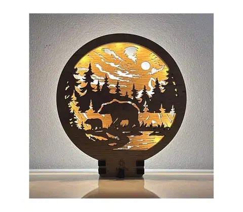 Lampy Li-Go 23595/DUB2 - LED stmievateľná stolová dekorácia LED/12W/230V 20x22 cm dub 23595/DUB2