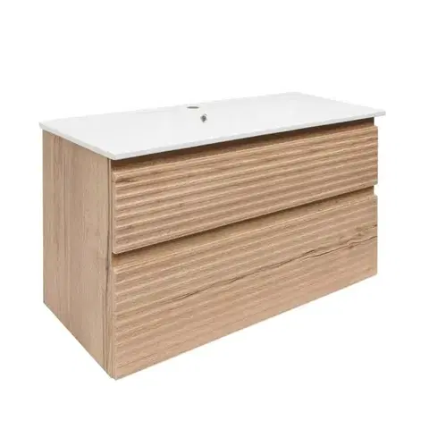 Kúpeľňový nábytok Kúpeľňová skrinka 2 zásuvková s umývadlom Naturel Savona 98x53x44, 8 cm dub Halifax mat SAVONA2100DH SAVONA2100DH