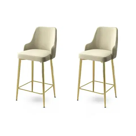 Barové stoličky Bar Stool Set (2 Pieces) Enox - Cream, Gold