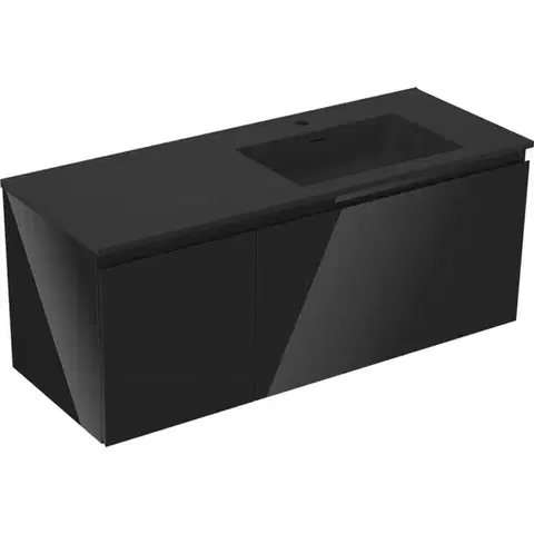 Kúpeľňový nábytok MEXEN/S - Orio kúpeľňová skrinka 120 cm s umývadlom Otis pravá, 1S, 1D, čierna lesk/čierna mat 91A13-12047-3-BBFF70-W18P71