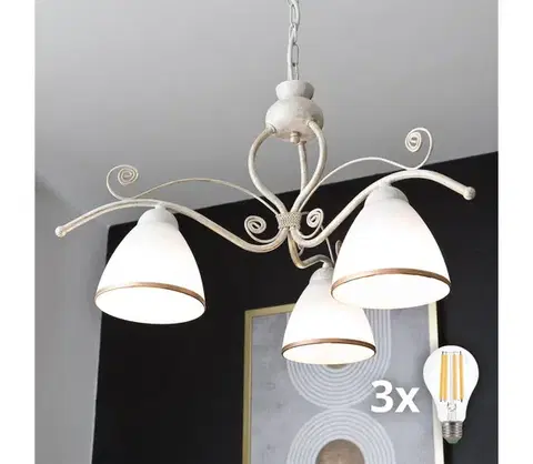 Svietidlá BRILAGI - LED luster na reťazi ANTICO 3xE27/60W/230V 3000K biela patina 8590828036821