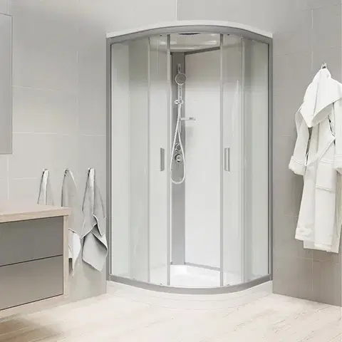 Vane Mereo Sprchový box, štvrťkruh, 80 cm, satin ALU, sklo Point, z. steny bielej, liata vanička, so strieškou CK35172KMSW