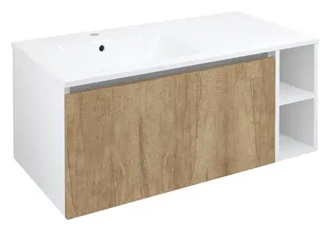 Kúpeľňový nábytok SAPHO - LOREA skrinka 100x46x51,5cm (80+20cm), ľavá, dub Alabama/biela matná LE080-2231-L-02