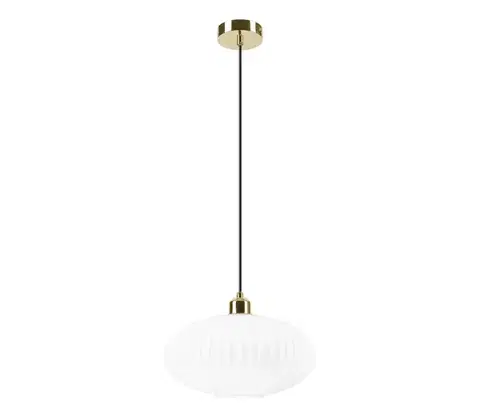 Svietidlá  Luster na lanku HARMA 1xE27/15W/230V pr. 30 cm biela/zlatá LM - 1.257 / D