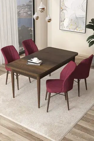 Jedálenské sety Dining Table & Chairs Set (5 Pieces) Arp - Baroque, Burgundy
