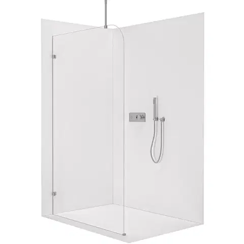 Sprchové dvere CERANO - Sprchová zástena Walk-in Orbis Top Round Ľ/P - 8 mm - okrúhla vzpera - chróm, transparentné sklo - 140x200 CER-682339