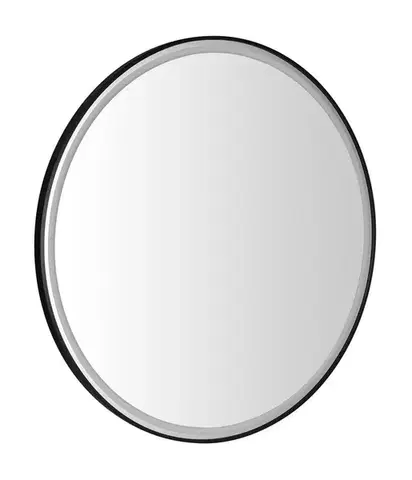 Kúpeľňové zrkadlá SAPHO - KADRIS guľaté zrkadlo s LED osvetlením, ø 80cm, čierna mat KD080
