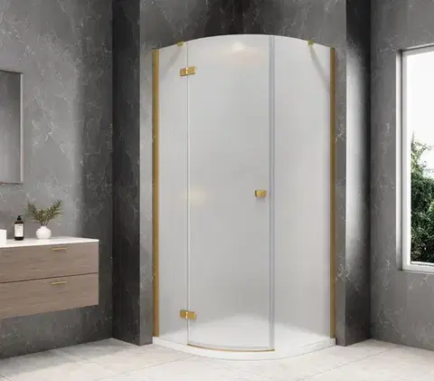 Sprchové dvere POLYSAN - GLOBE GOLD MATT štvrťkruhová sprchová zástena 900x900, matné sklo, ľavá GB2690MLG