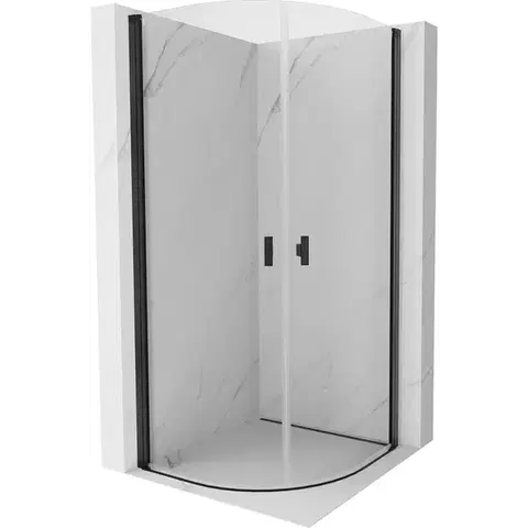 Sprchovacie kúty MEXEN - MIST dverná časť štvrťkruhová (2d) 70x70x200 cm 6mm čierna, číra 8A31-070-070-70-00