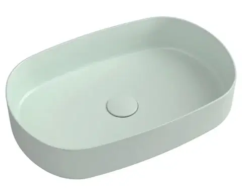 Umývadlá ISVEA - INFINITY OVAL keramické umývadlo na dosku, 55x36cm, zelena mint 10NF65055-2T