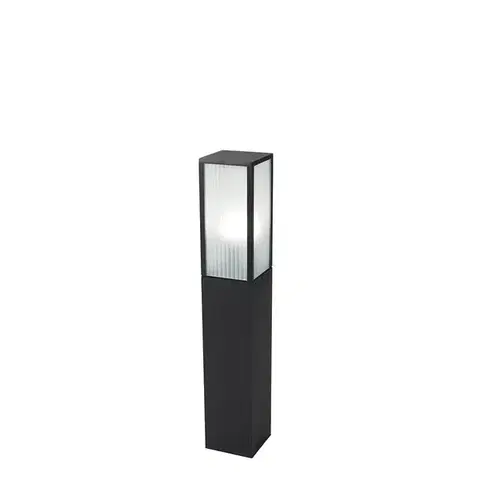 Zahradne stlpove lampy Inteligentná vonkajšia stojaca lampa čierna s rebrovaným sklom 80 cm vrátane WiFi A60 - Charlois