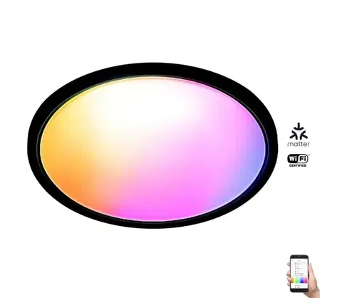 Svietidlá WiZ - LED RGB Stmievateľné stropné svietidlo SUPERSLIM LED/32W/230V Wi-Fi čierna 8720169072671