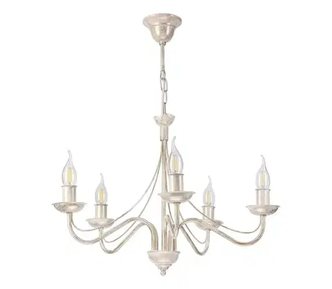 Svietidlá  Luster na reťazi ANTON 5xE14/60W/230V biela patina LM-5.294/BIAŁA PATYNA