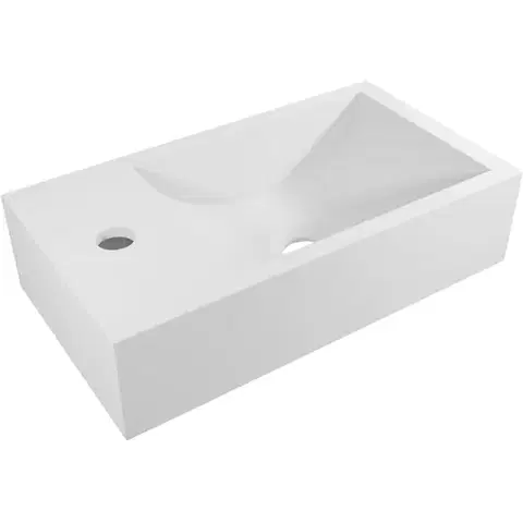 Umývadlá CERANO - Umývadlo z liateho mramoru Teo - závesné ľavé - biela matná - 40x22 CER-482698