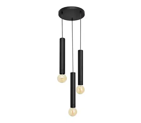 Svietidlá  Luster na lanku TUBA 3xE27/15W/230V čierna W-KD 1117/3 BK