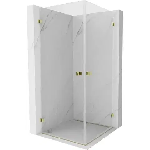 Sprchovacie kúty MEXEN/S - Lunar-B Duo sprchovací kút dvere krídlové 95 x 95, transparent, zlato 832-095L-095P-50-00