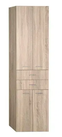 Kúpeľňový nábytok AQUALINE - ZOJA/KERAMIA FRESH skrinka vysoká 50x184x29cm, dub platin, zásuvky 51296