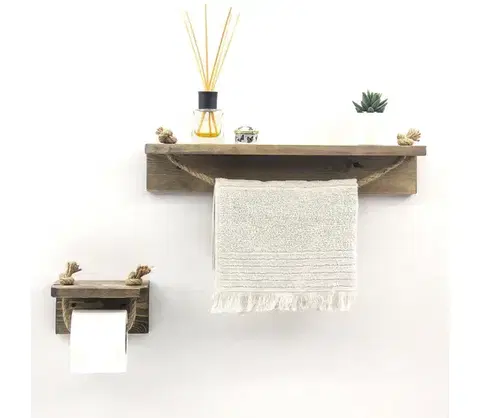 Svietidlá  Držiak toaletného papiera 10,5x17 cm + nástenná polička 10x50 cm smrek 792EVL2833